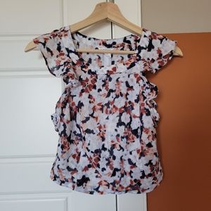 Club Monaco Abstract Floral Cropped Blouse